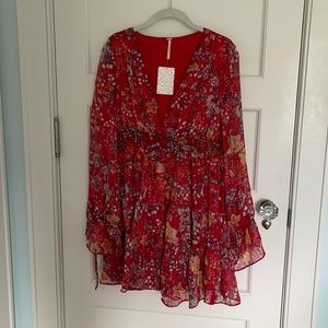 Red Floral Free People Dress